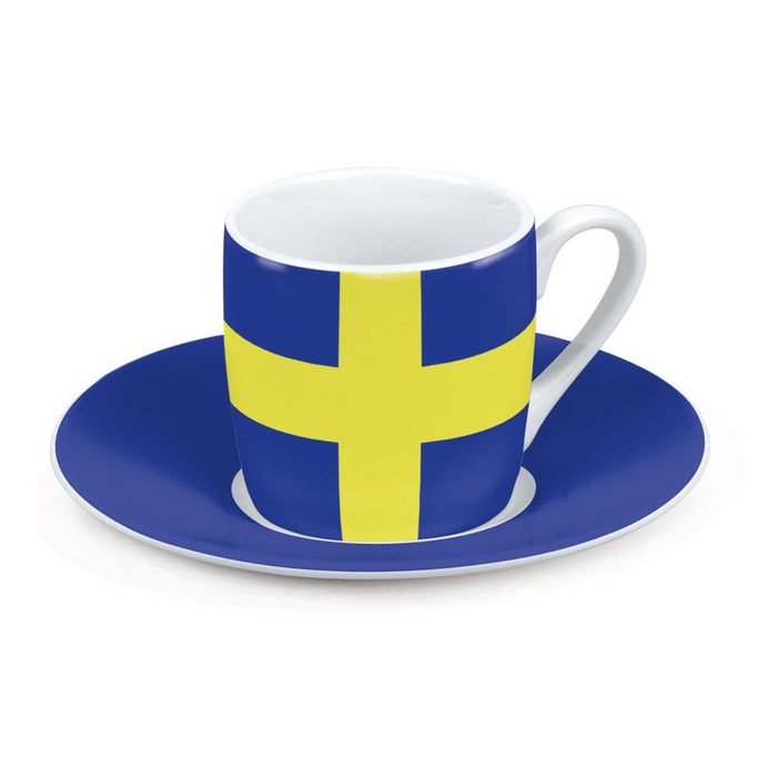 Könitz Espressotasse Schweden Flagge mit Untertasse 85 ml Porzellan