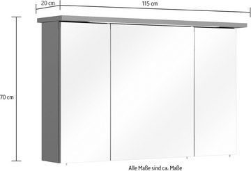 Saphir Badmöbel-Set Quickset 327 2-teilig, Waschplatz und LED-Spiegelschrank, (Set, 2-St), Anthrazit Hochglanz, inkl. Türdämpfer, 5 Türen, 1 Klappe, 1 Schublade