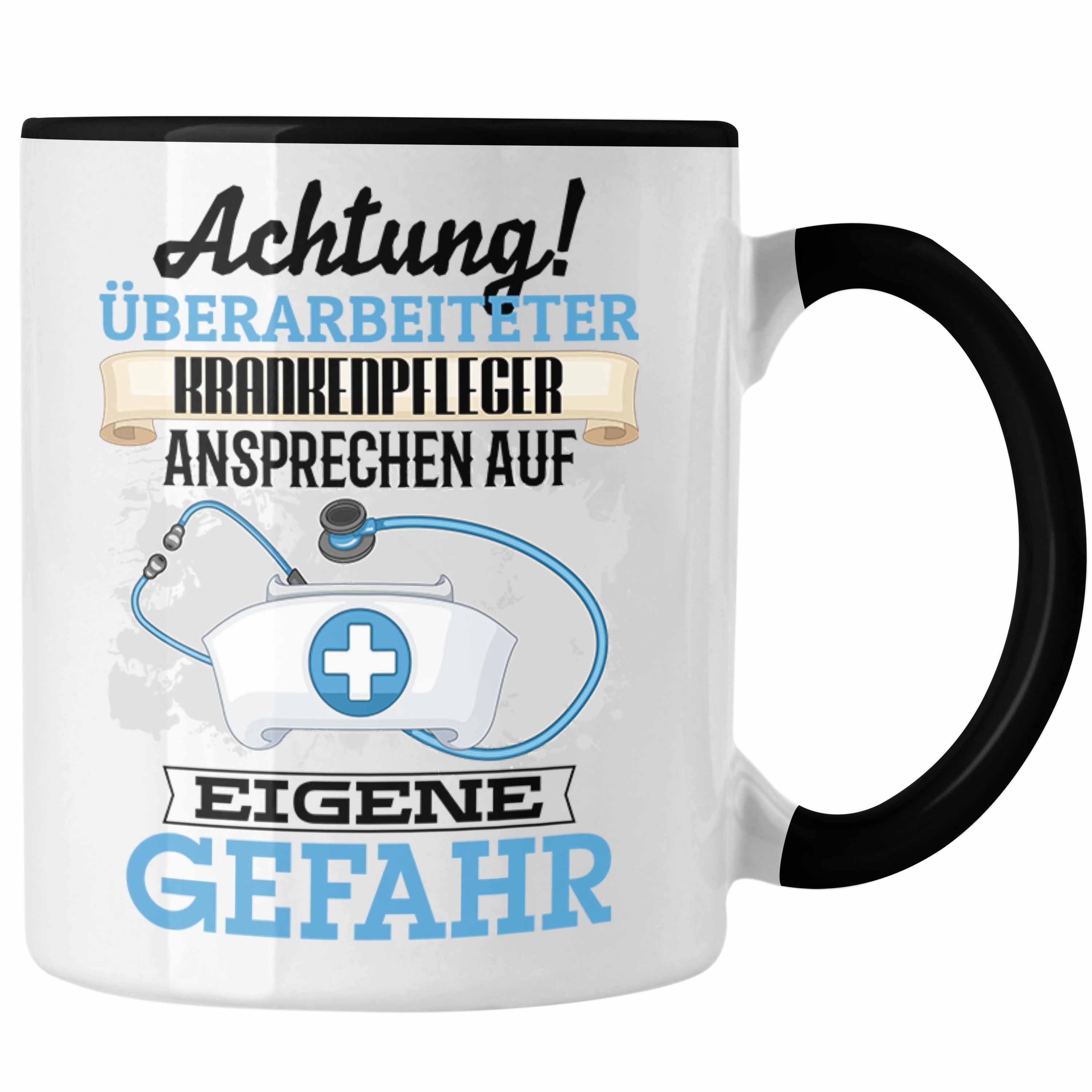 Trendation Tasse Krankenpfleger Tasse Geschenk Schwarz Spruch Kaffeebeche Geschenkidee Lustiger