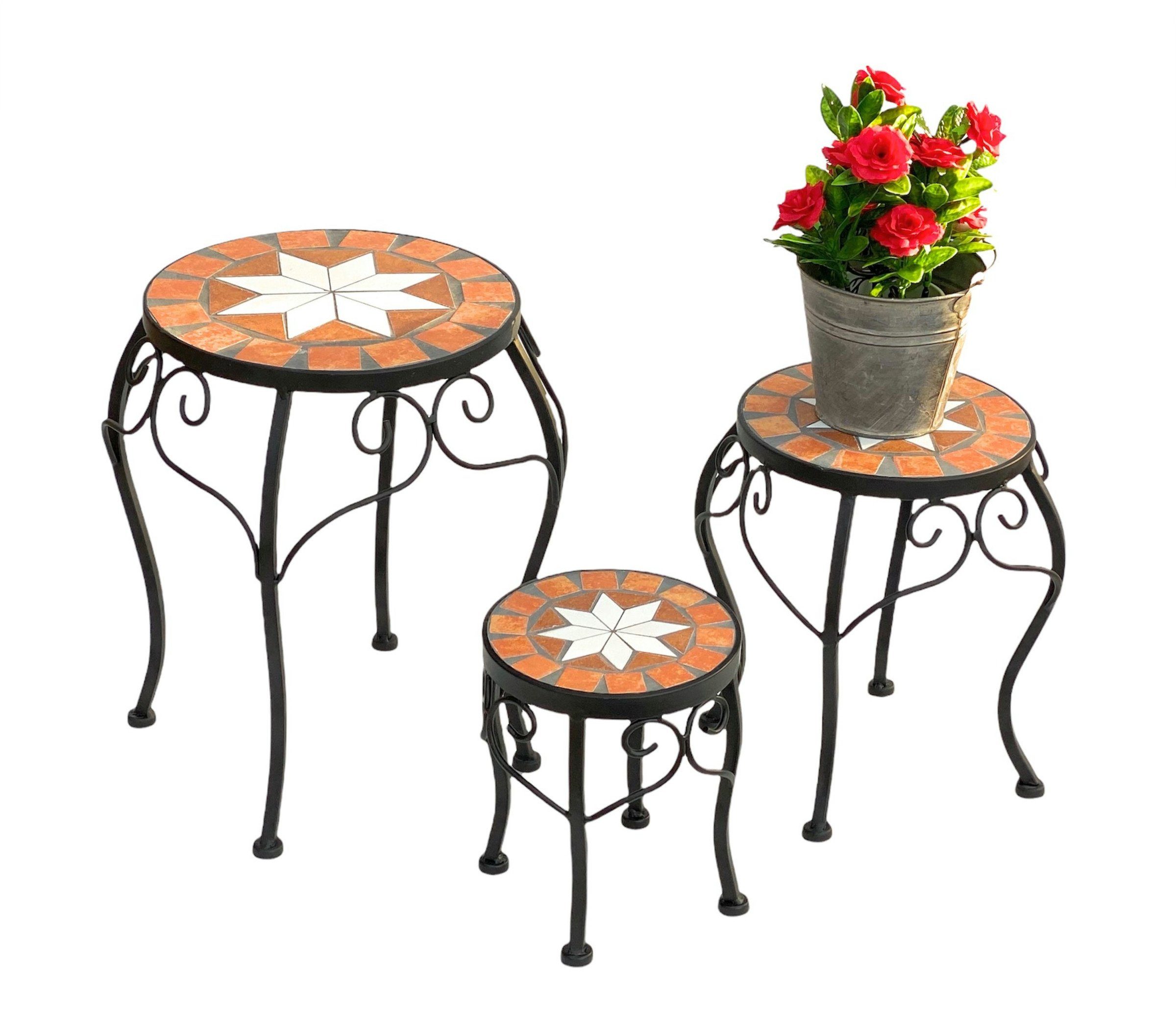 Blumenhocker Mosaik Rund 3er Set 20, 27, 37 cm Blumenständer