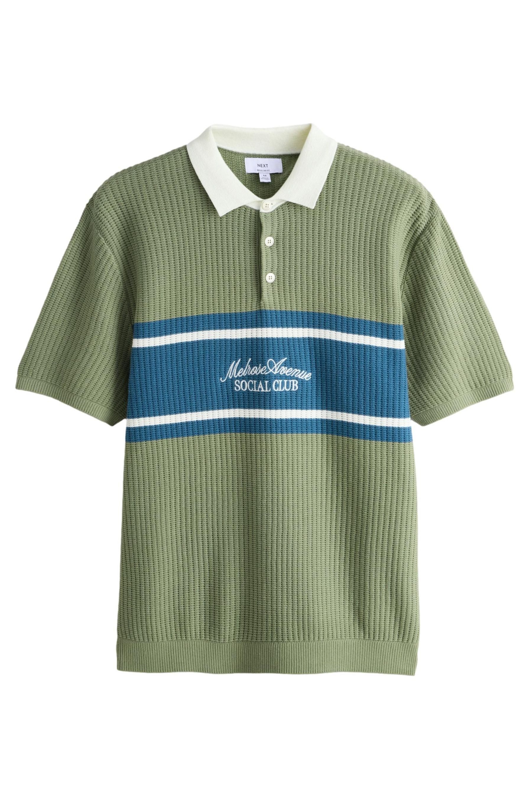 Next Poloshirt Rugby-Strickshirt mit kurzen Ärmeln und Stickerei (1-tlg)