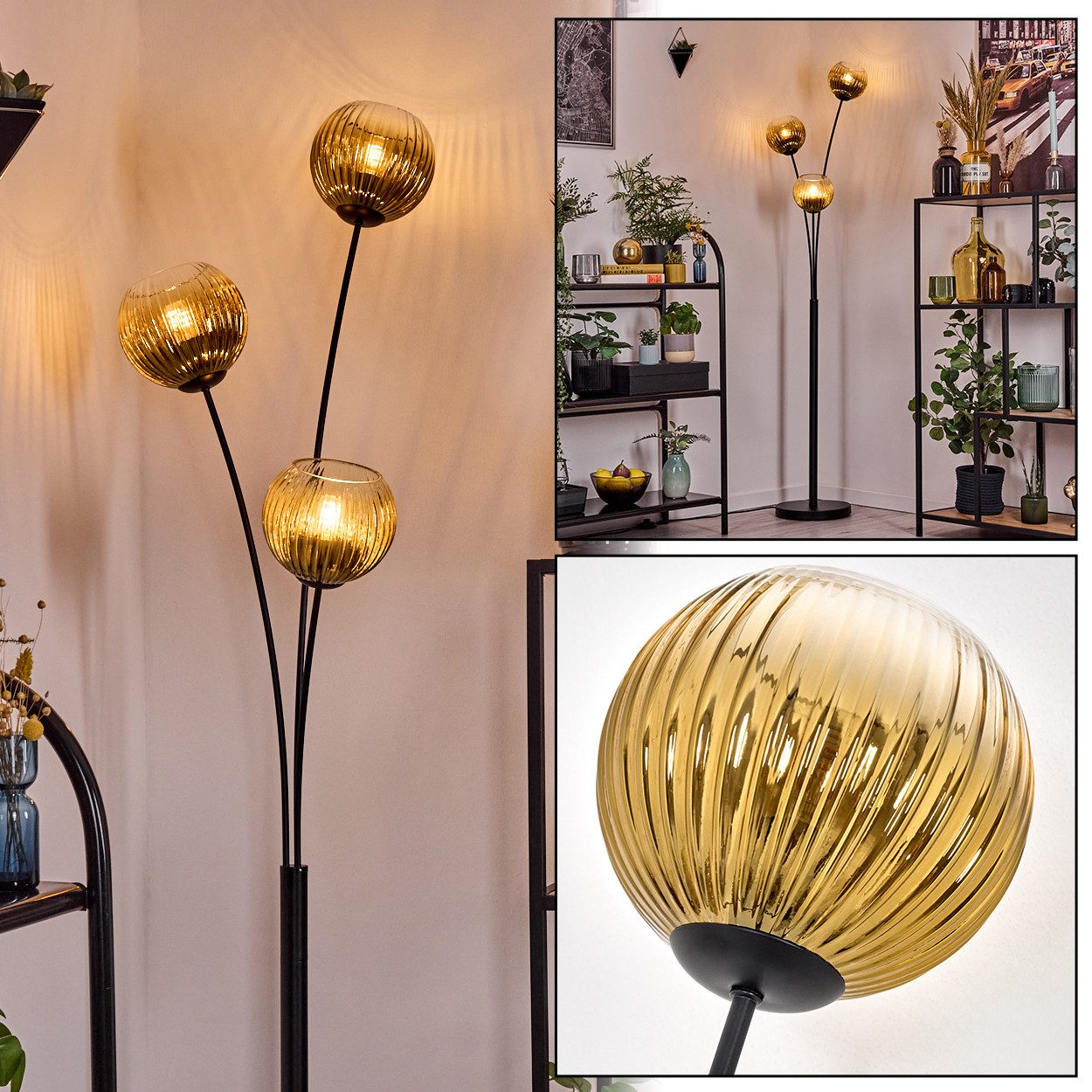 hofstein Stehlampe Stehlampe aus Metall/Glas in günstig online kaufen