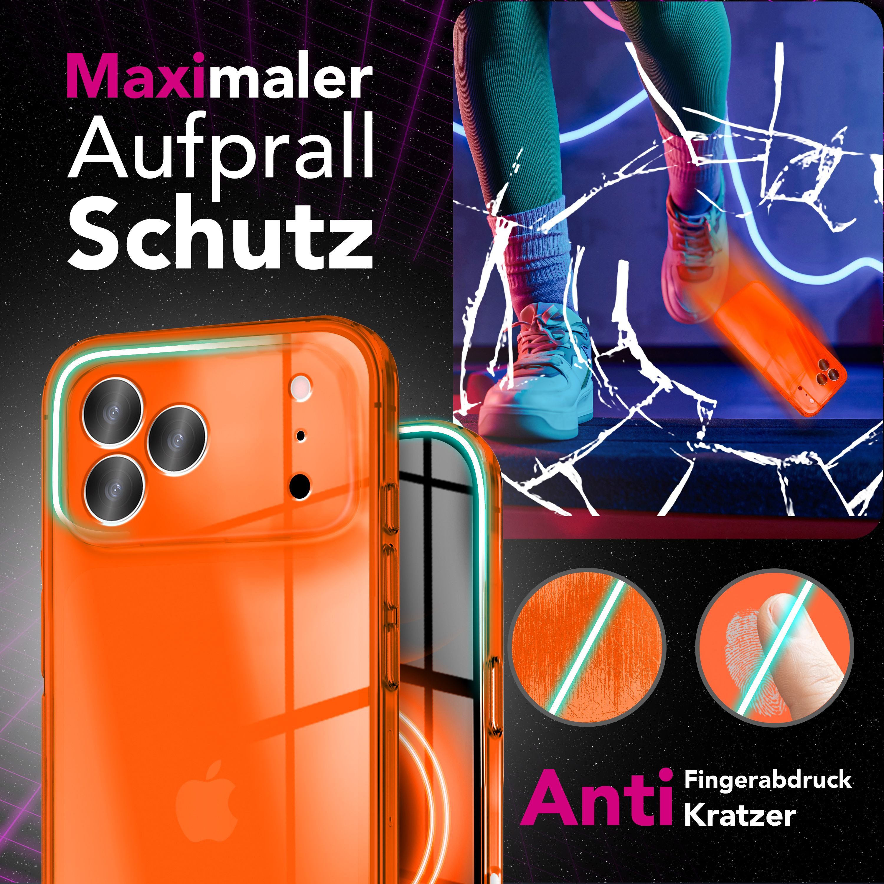 Nalia Smartphone-Hülle Apple iPhone 17 Pro 16 cm (6,3 Zoll), Leuchtende Neon Farbe / Durchsichtig / Anti-Gelb / Soft TPU & Flexibel
