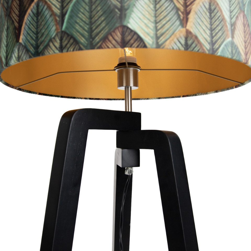 Qazqa Stehlampe Puros, ohne Leuchtmittel, Kaltweiß, QAZQA Stehlampe, e27, Schwarz, Holz, country-rustic