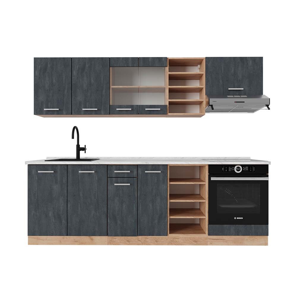 Vicco Winkelküche R-Line, Artisan Eiche/Weiß, 227 günstig online kaufen