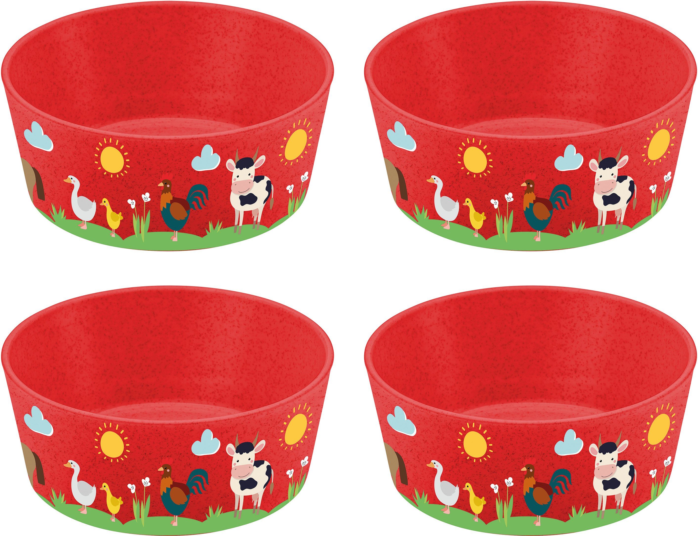 KOZIOL Kinderschale CONNECT BOWL FARM, Kunststoff, (Set, 4-tlg), 100% recycelbar,100% made in Germanyt, 400 ml