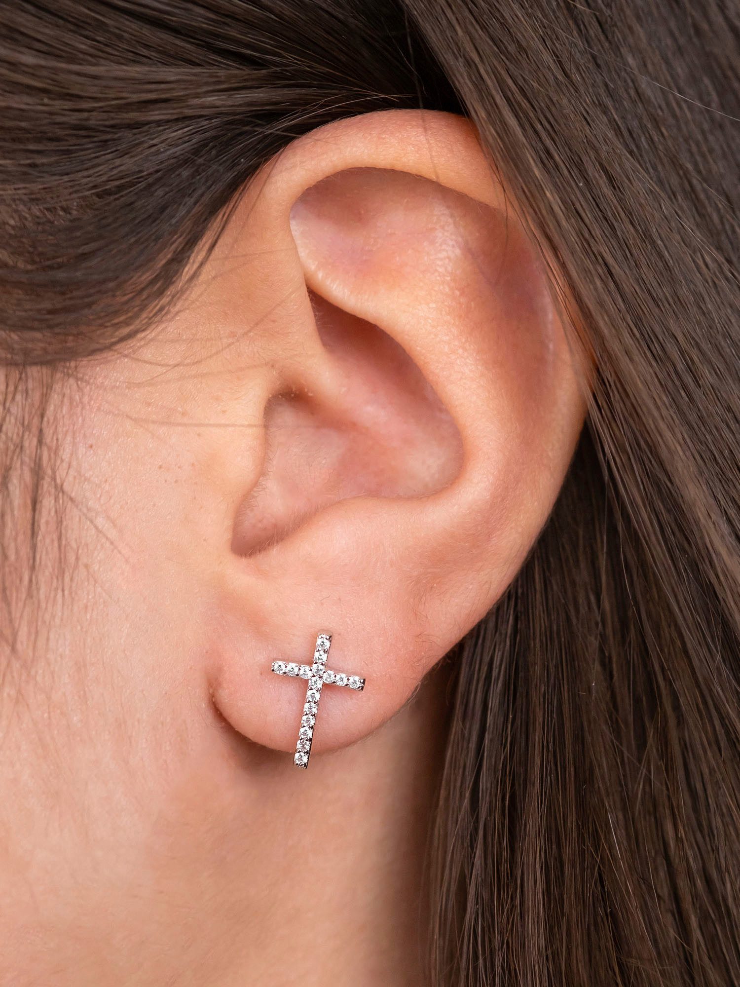 Engelsrufer Paar Ohrstecker Kreuz, Made in Germany - mit Zirkonia (synth)