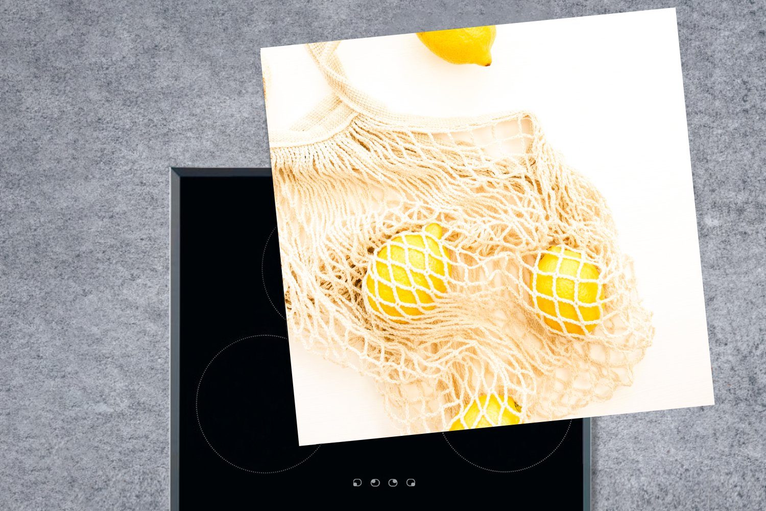 Zitrone, (1 78x78 - Arbeitsplatte cm, Sommer für Herdblende-/Abdeckplatte Tasche küche MuchoWow Ceranfeldabdeckung, tlg), - Vinyl,