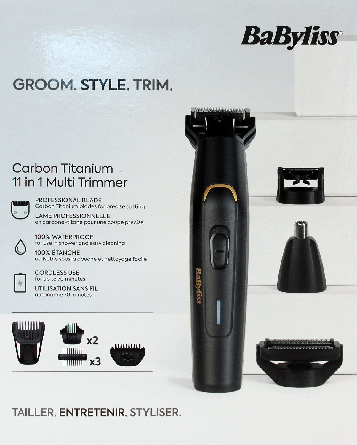 BaByliss Bartschneider MT860E 11in1 Carbon Titanium Multigrooming-Set Akku Multitrimmer – Bild 3 von 3