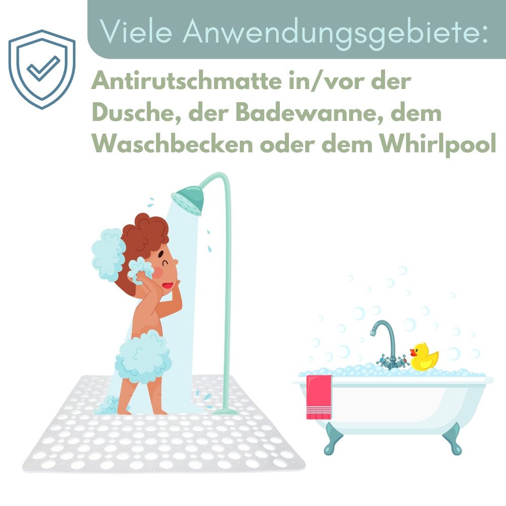 GarPet Duschmatte Duschmatte Rutschfest Antirutschmatte Dusche Badewannenmatte Weiß – Bild 3 von 5
