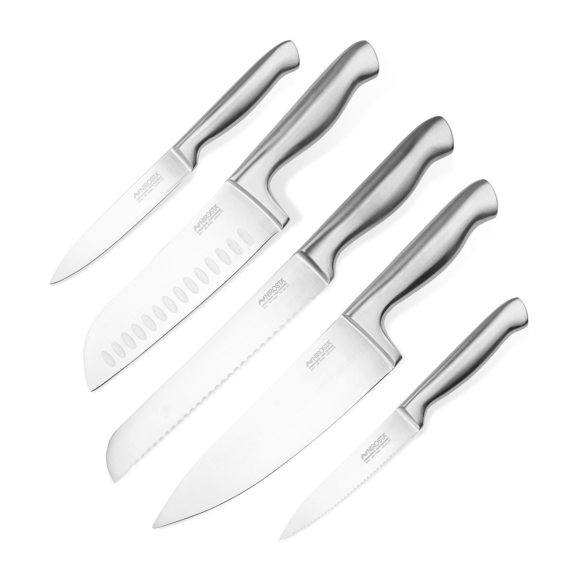 Nirosta Messer-Set Santukomesser, Universalmesser, Kochmesser, Küchenmesser gezahnt