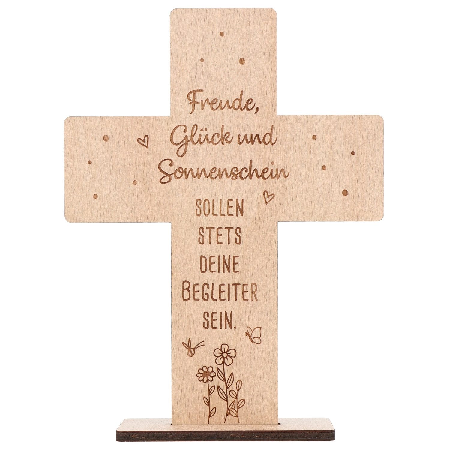 Spruchreif® Dekoobjekt Holzkreuz mit Gravur – Geschenk zur Konfirmation, Kommunion & Taufe