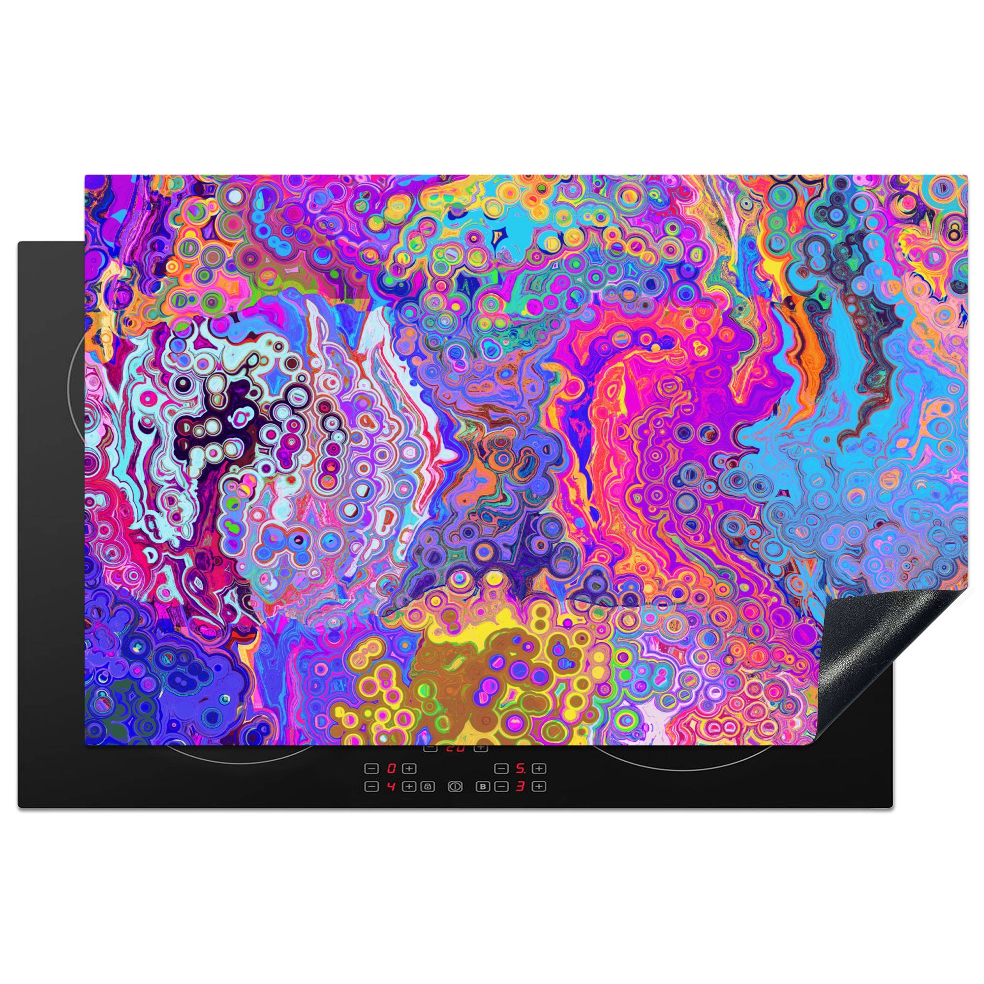MuchoWow Herdblende-/Abdeckplatte Kunst - Formen - Farbe - Psychedelisch, Vinyl, (1 tlg), 81x52 cm, Induktionskochfeld Schutz für die küche, Ceranfeldabdeckung