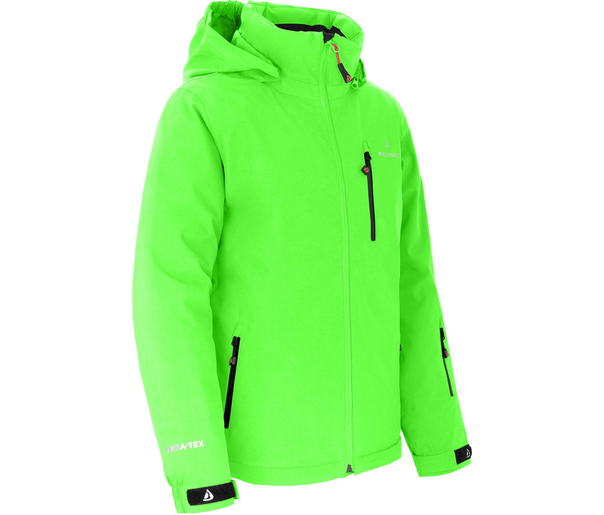 Bergson Winterjacke LUPO Kinder Skijacke, warm wattiert, 20000 mm Wassersäule, Normalgrößen, Gecko grün | Jacken