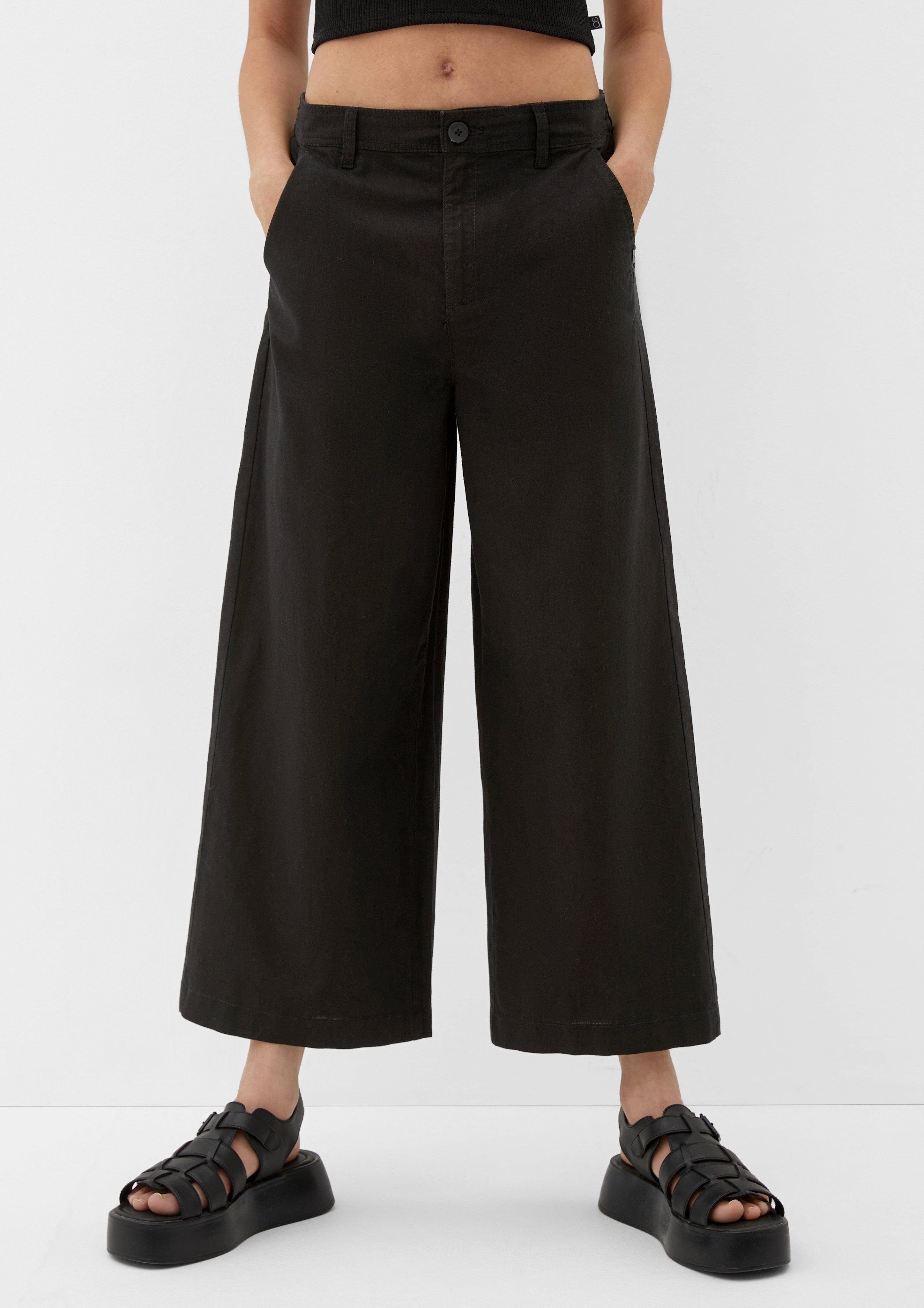 Culotte schwarz aus Logo Regular: QS Stoffhose Leinenmix