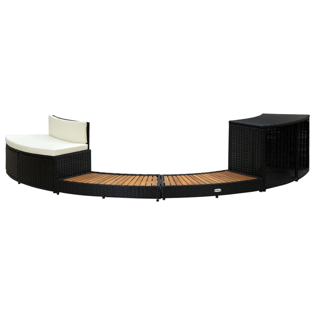 vidaXL Poolleiter Whirlpool-Umrandung Schwarz Polyrattan und Akazienholz
