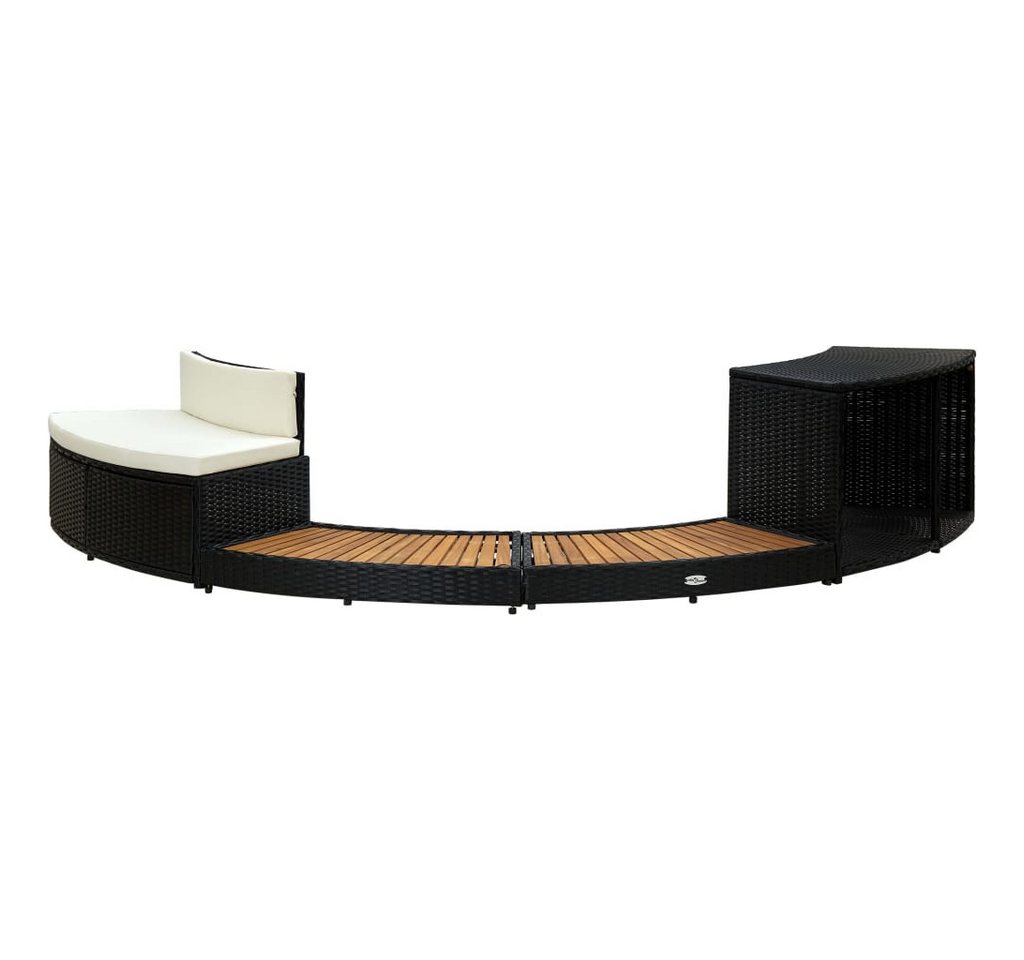 Thumbnail - vidaXL Poolleiter Whirlpool-Umrandung Schwarz Polyrattan und Akazienholz