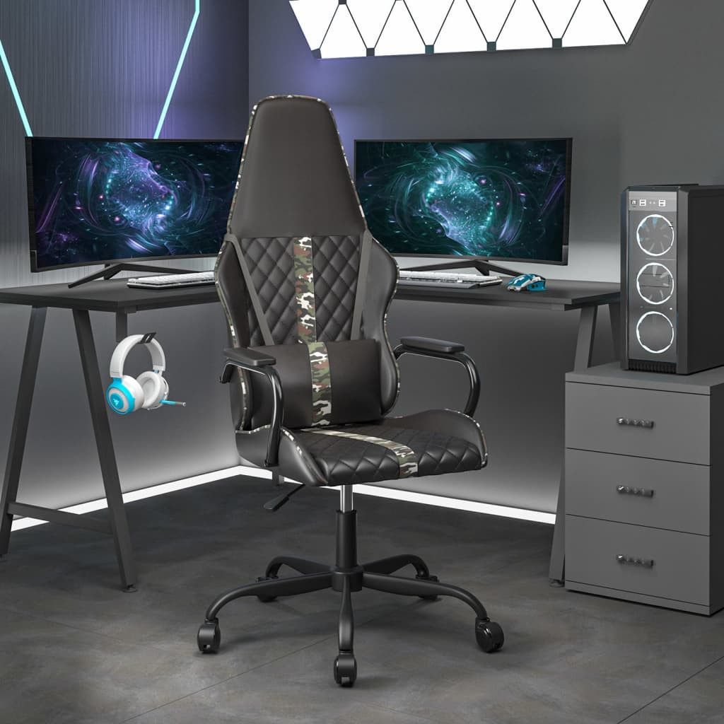 vidaXL Gaming-Stuhl Gaming-Stuhl Schwarz und Tarnfarben Kunstleder (1 St)