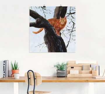 Artland Wandbild Katze im Baum, Haustiere (1 St), als Leinwandbild, Poster in verschied. Größen