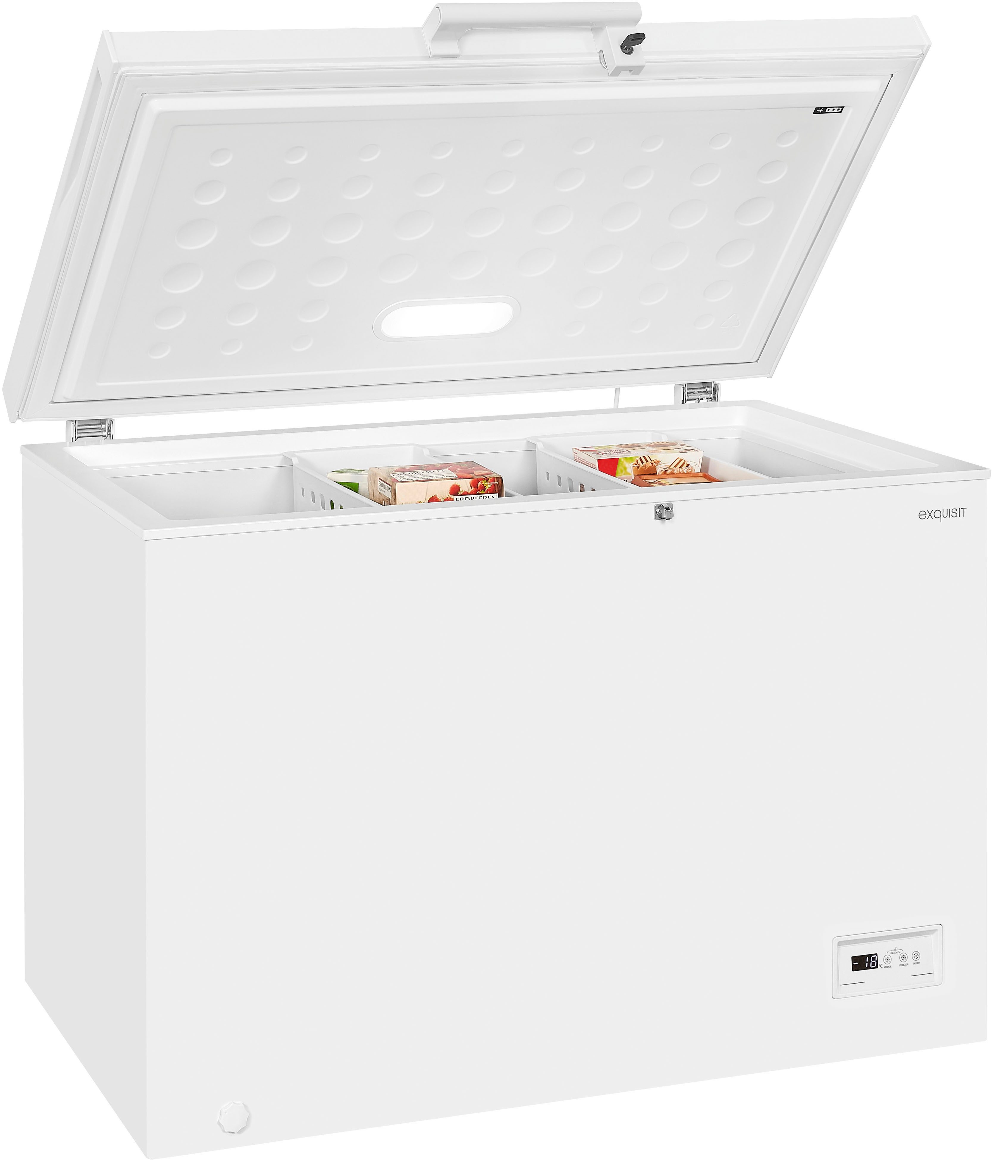 exquisit Gefriertruhe GT320-HE-041D weiss, 112 cm breit, 308 l, 308 Liter Nutzinhalt, Schnellgefrierfunktion