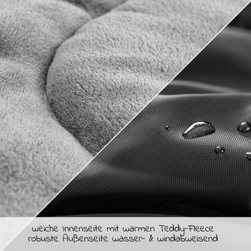 Zamboo Fußsack Deluxe - Schwarz Grau, Winter Fußsack für Babyschale Maxi Cosi & Babywanne Baby Winterfußsack