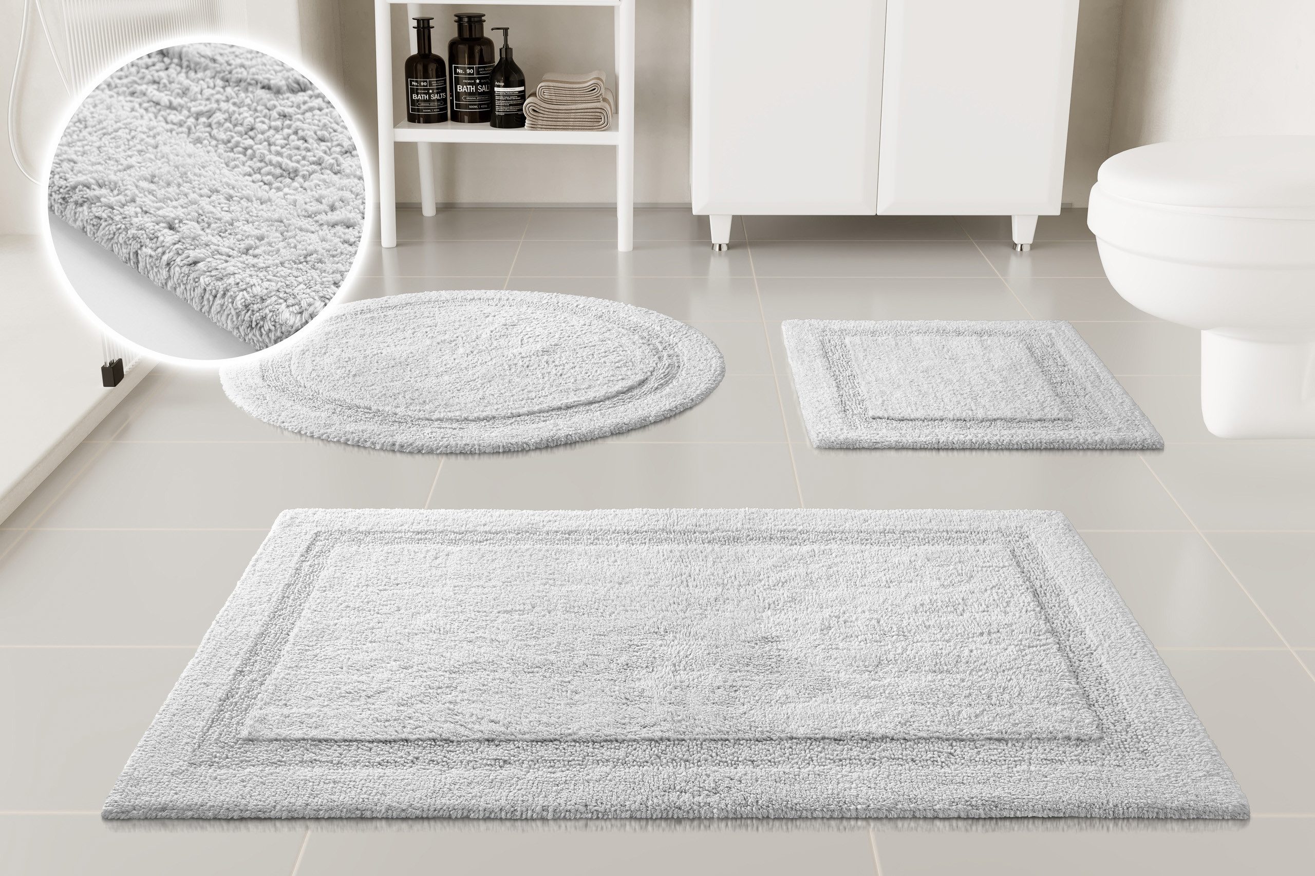 OTTO home Badematte Meellor, uni, viele Farben, Badvorleger, Badezimmer Teppich, Höhe 20 mm, rutschhemmend beschichtet, fußbodenheizungsgeeignet, Baumwolle, rechteckig, Badteppich, getuftet, modern, Uni, antirutsch, flauschig, Baumwolle