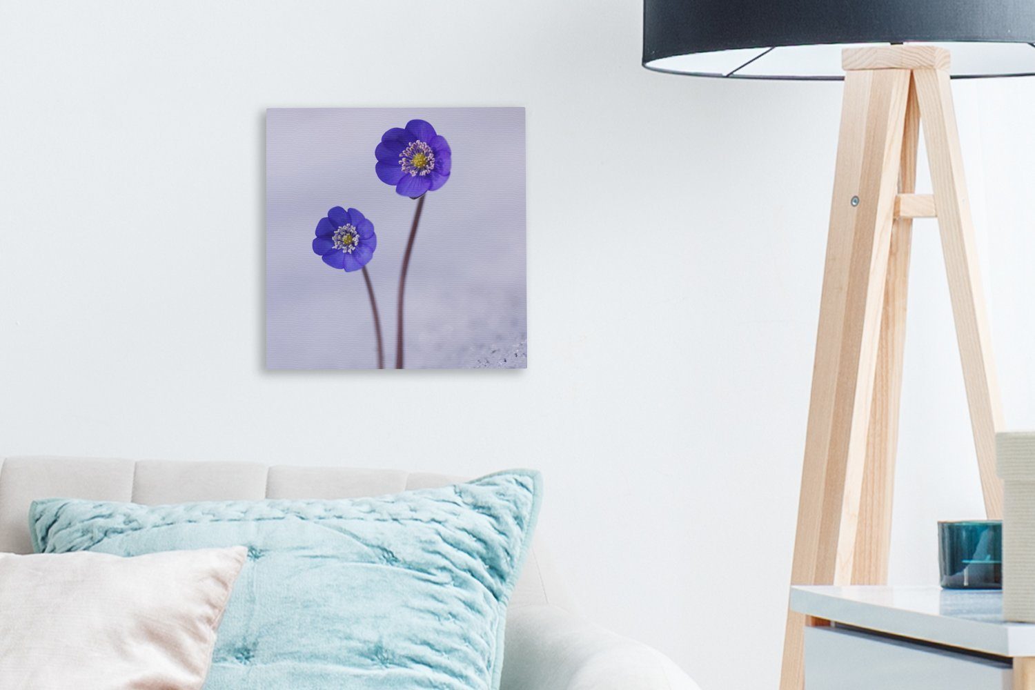 Leinwand St), Schnee - (1 Wohnzimmer Bilder bunt Lila, - Blumen Leinwandbild OneMillionCanvasses® Schlafzimmer für