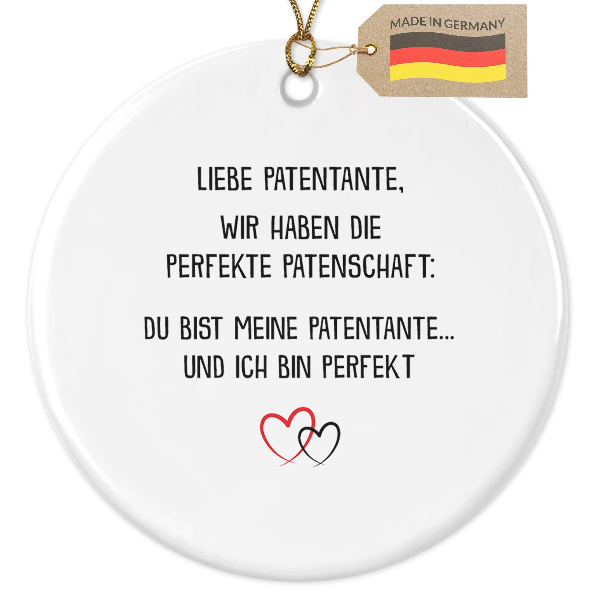 22Feels Weihnachtsbaumkugel Weihnachtsdeko Patentante Geschenk Patin Taufpatin Frauen Anhänger, MADE IN GERMANY, KERAMIK