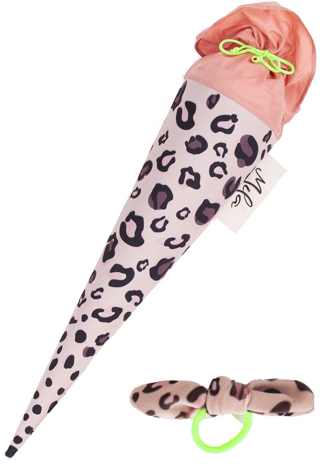 Schultüte Leo Rosa 70 cm mit Haarschleife - Personalisierung möglich