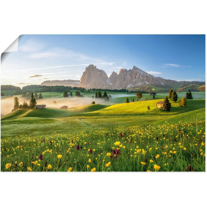 Artland Wandbild Frühling auf der Seiser Alm Berge & Alpenbilder (1 St) als Alubild Leinwandbild Wandaufkleber oder Poster in versch. Größen ZR11030