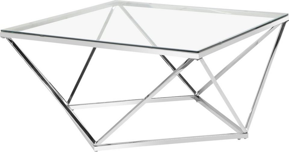 andas Couchtisch Jävre (1-St), mit Tischplatte aus Glas, geometrisches  Gestell aus Metall, Höhe 45 cm