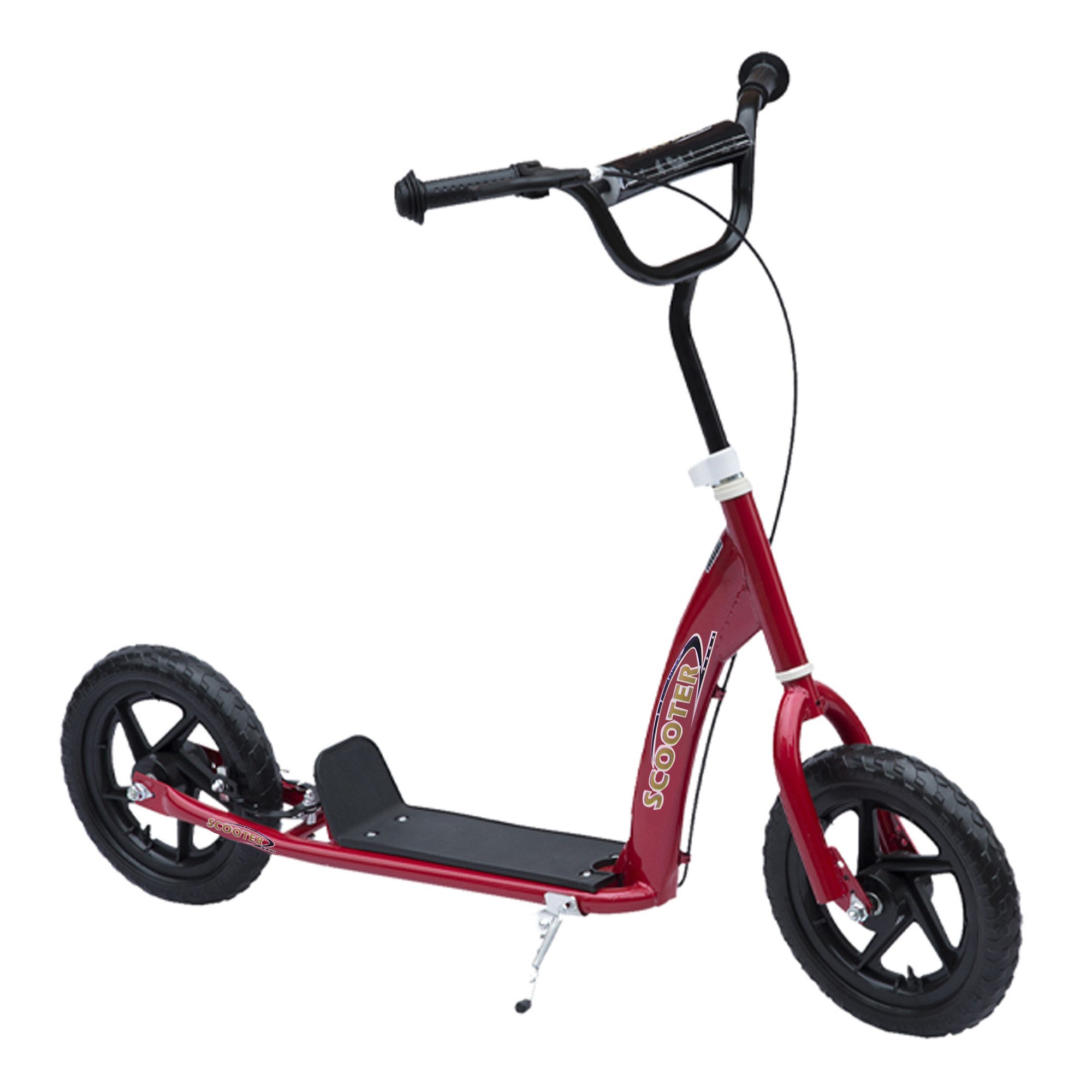 HOMCOM Cityroller Kinderroller Scooter mit verstellbarem Lenker, großen Rädern, 0 km/h, (Tretroller, 1 tlg., Kinderroller), für Außenbereich, Rot