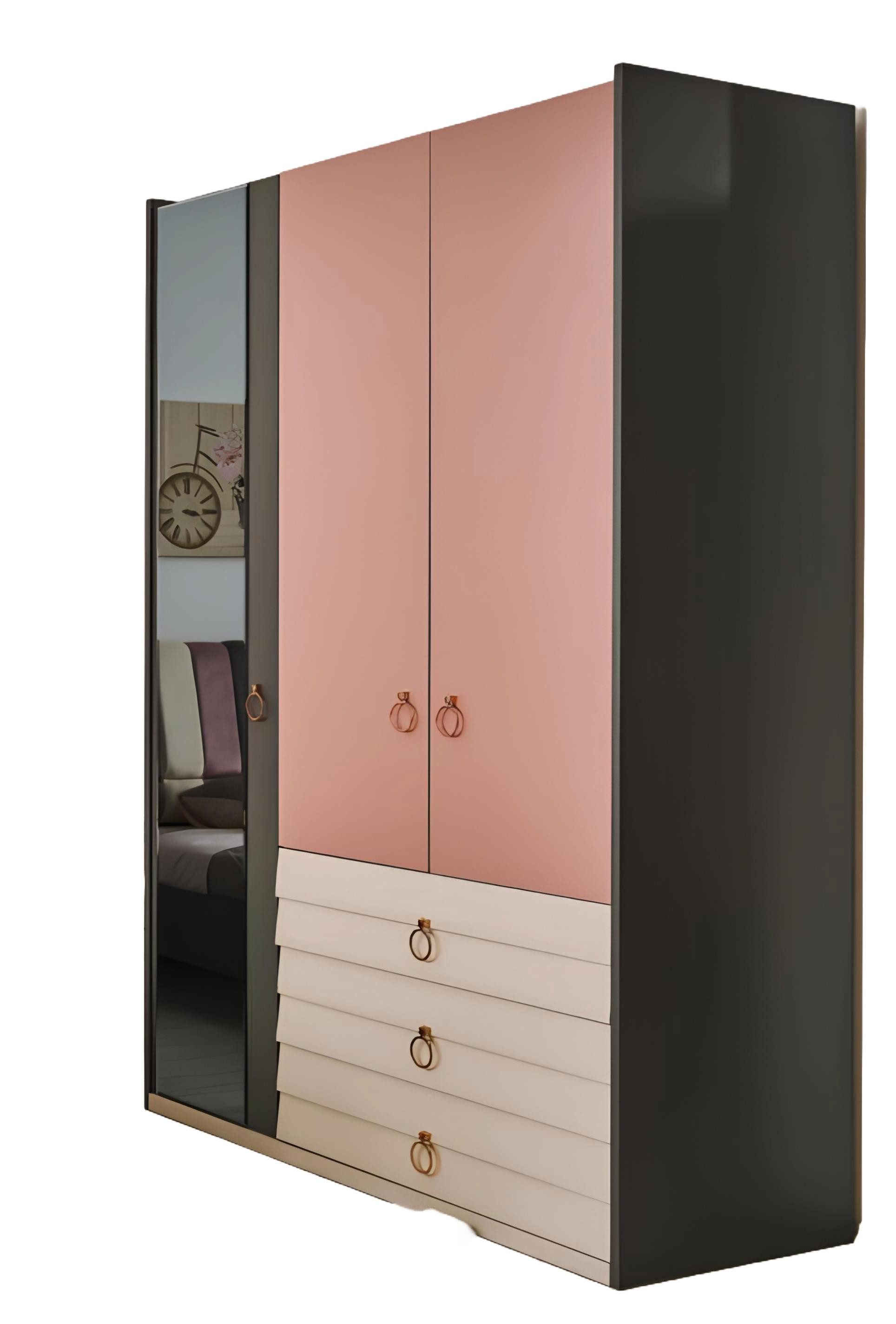 Xlmoebel Kleiderschrank Luxus Holzschrank mit Glasdetails für elegantes Schlafzimmerdesign (1-St., Kleiderschrank) Hergestellt in Europa