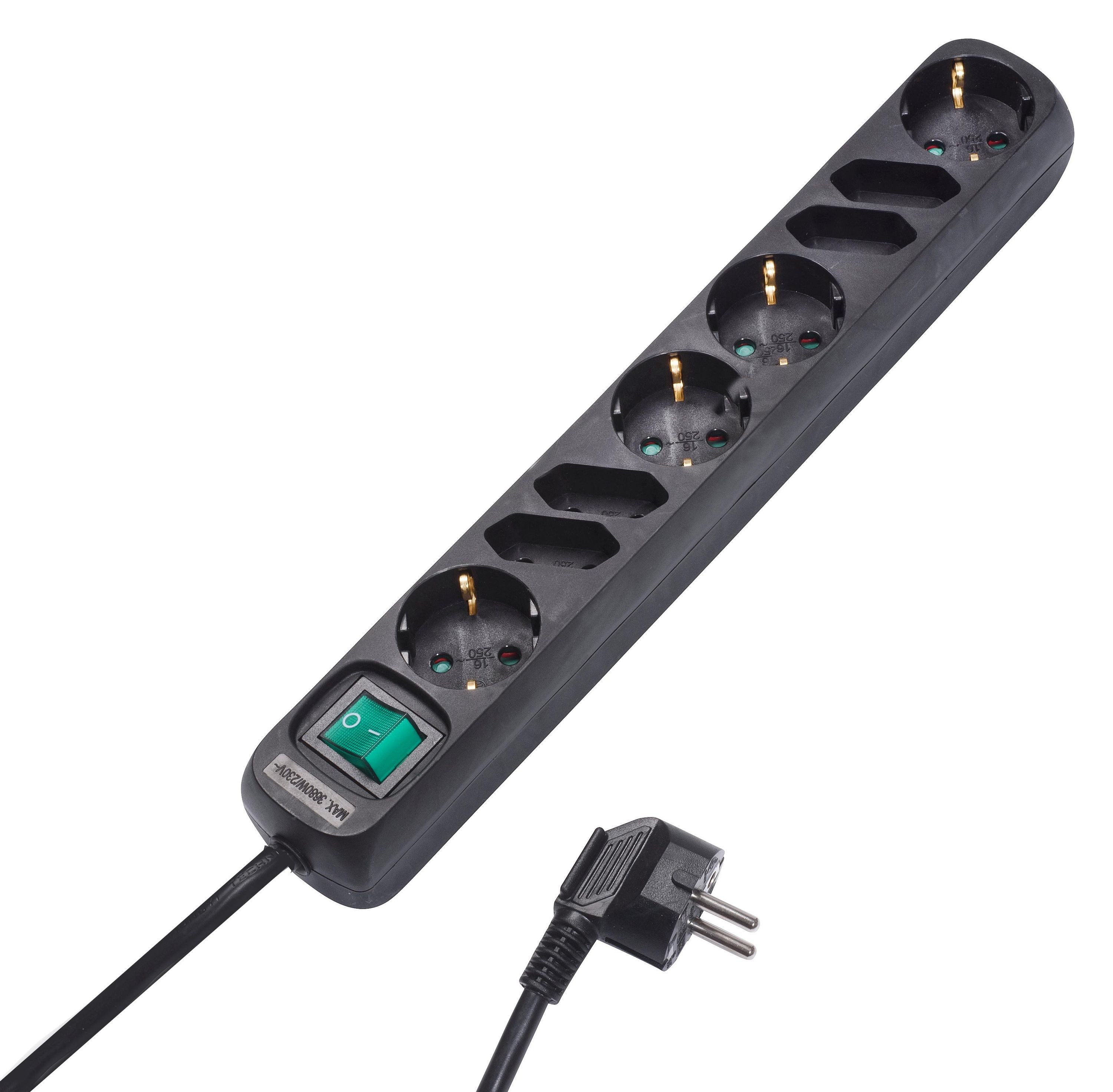 Vivanco 8-fach Steckdosenleiste, schaltbar schwarz (62653) Steckdosenleiste