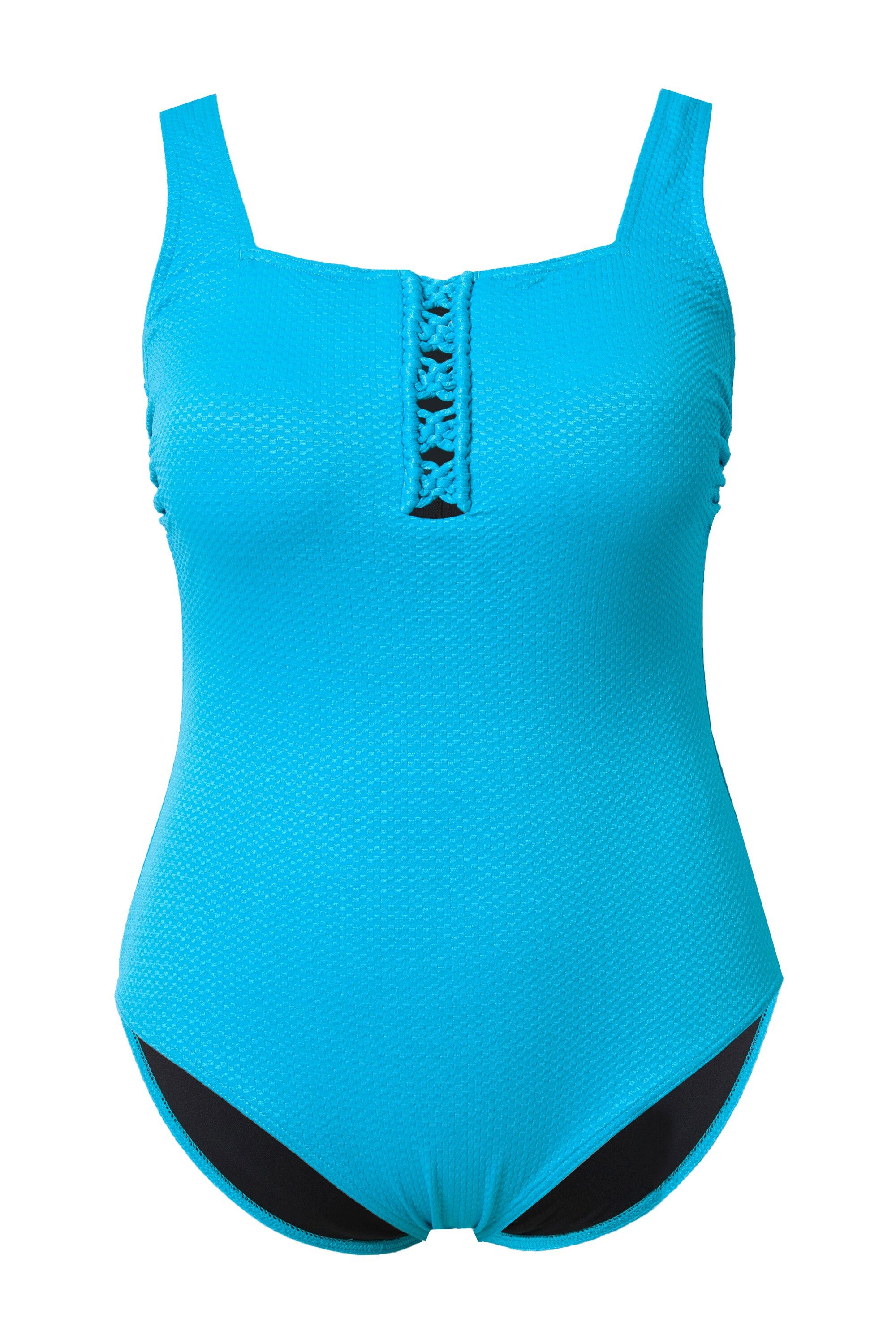 Ulla Popken Badeanzug Badeanzug Waffelstruktur Softcups Carréausschnitt günstig online kaufen