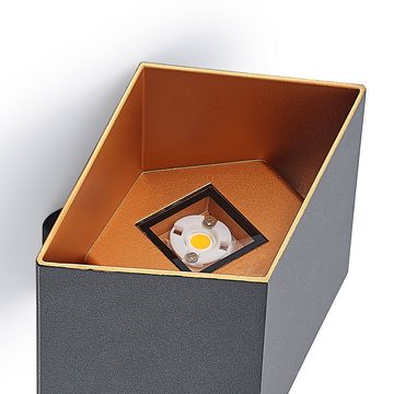Arcchio LED Wandleuchte Alima, dimmbar, LED-Leuchtmittel fest verbaut, warmweiß, Modern, Aluminium, Eisen, Schwarz, gold, 1 flammig, inkl.