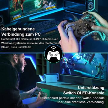 KINSI Wireless Gamepad, Controller, für Switch,App-Steuerung, Switch-Controller (Bluetooth Gamepad, drahtlose,Doppelmotorische Vibration)