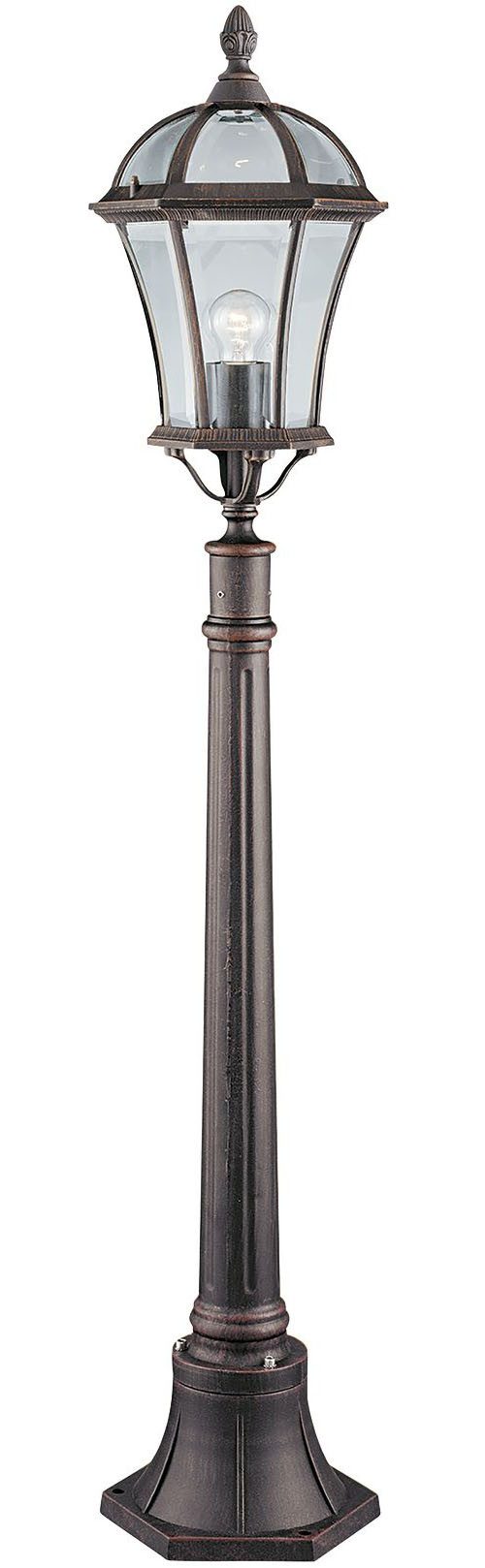 Searchlight Pollerleuchte Capri Outdoor Post - Aluminium, Rustic Brown & Glass, IP23, Leuchtmittel wechselbar