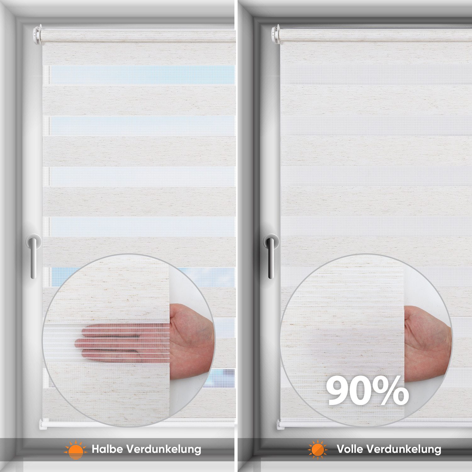 Doppelrollo Duo Rollo Klemmfix ohne Bohren für Fenster Rollos Jalousie Faltrollo, Sekey, freihängend, Klemmträger, Montage mit oder ohne Bohren möglich – Bild 3 von 5