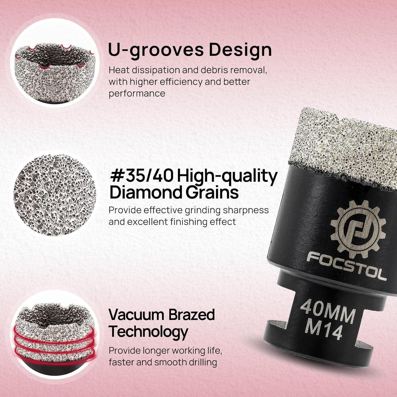 LuxusKollektion Fliesenbohrer Lochsäge Diamant Keramik Fliese Marmor Granit M14 Gewinde 40mm