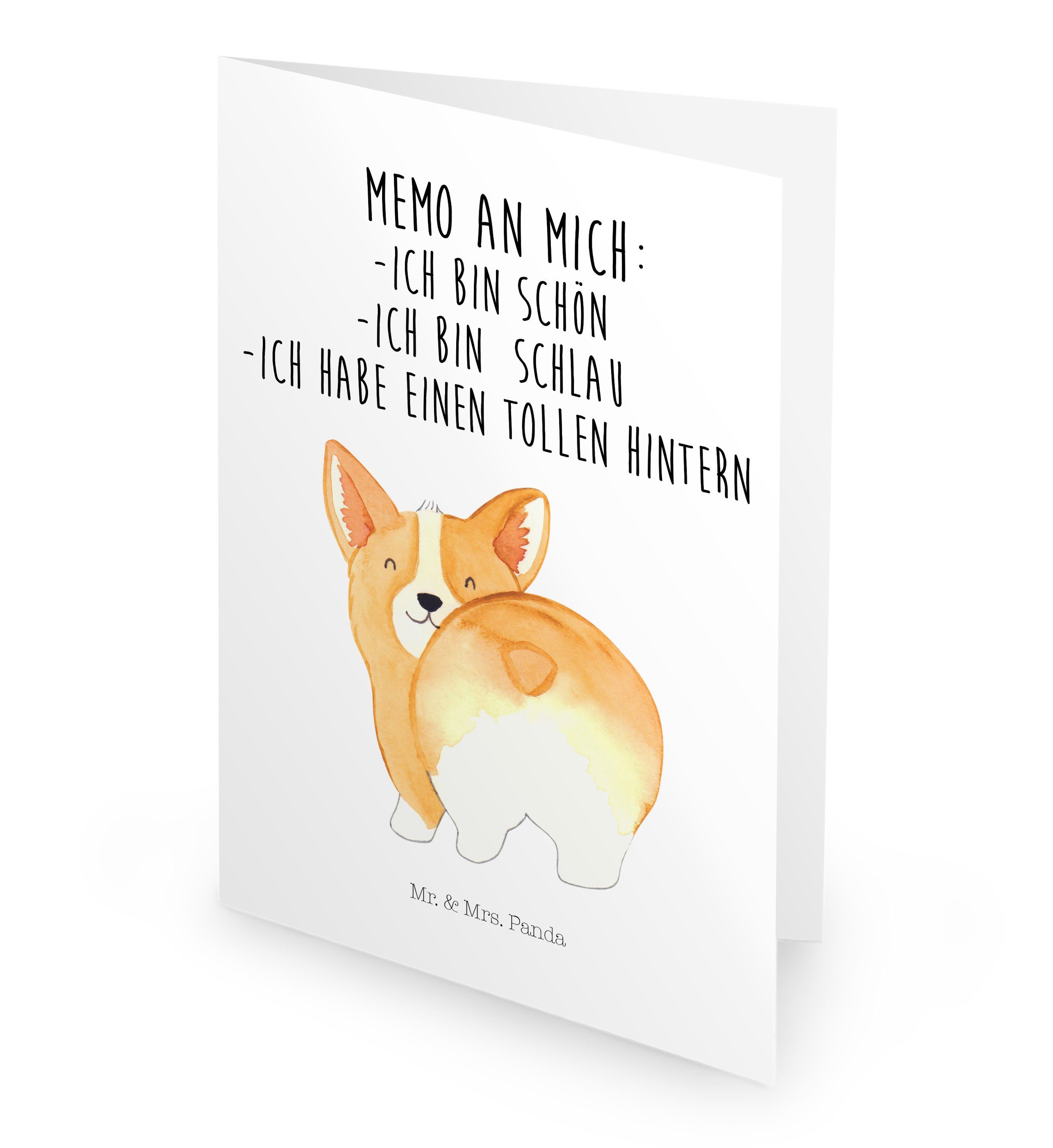 Corgie & Mrs. Hund, Panda Weiß Grußkarte - Mr. Karte, Spruch, - Klappkarte, Po Glückwu Geschenk,