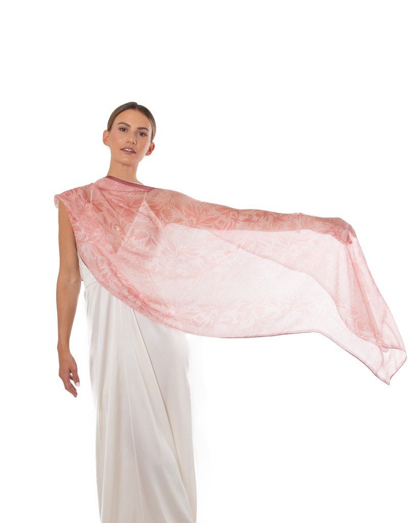MayTree Seidenschal Seidenchiffon zarte Blumen rosa günstig online kaufen