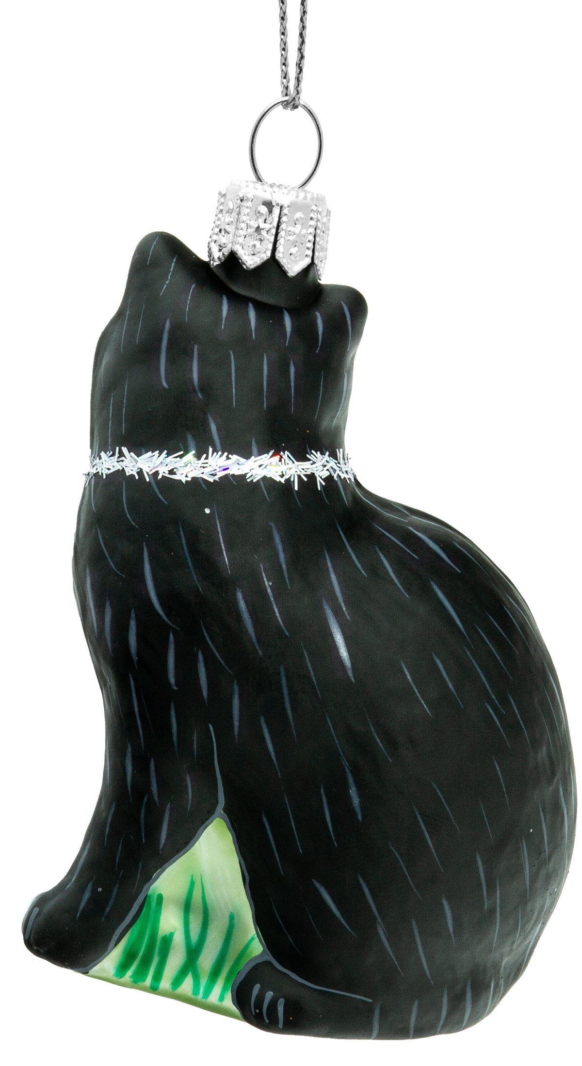 Kristall Line Katze Christbaumschmuck Glas - Anhänger schwarz BS705 SIKORA Premium Weihnachtsbaum Figur mit