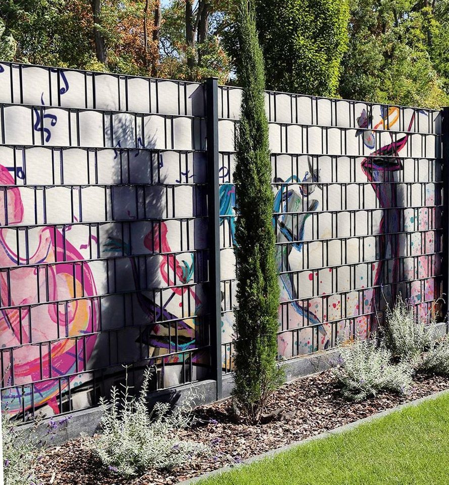 Thumbnail - MyMaxxi Sichtschutzstreifen Sichtschutzstreifen Musiker bunt Sichtschutz Garten Zaun, (Musiker bunt)