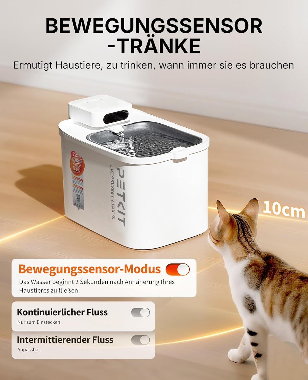 PETKIT Trinkbrunnen Eversweet Max 2, Spülmaschinenfest und Edelstahl, 3L 3 l