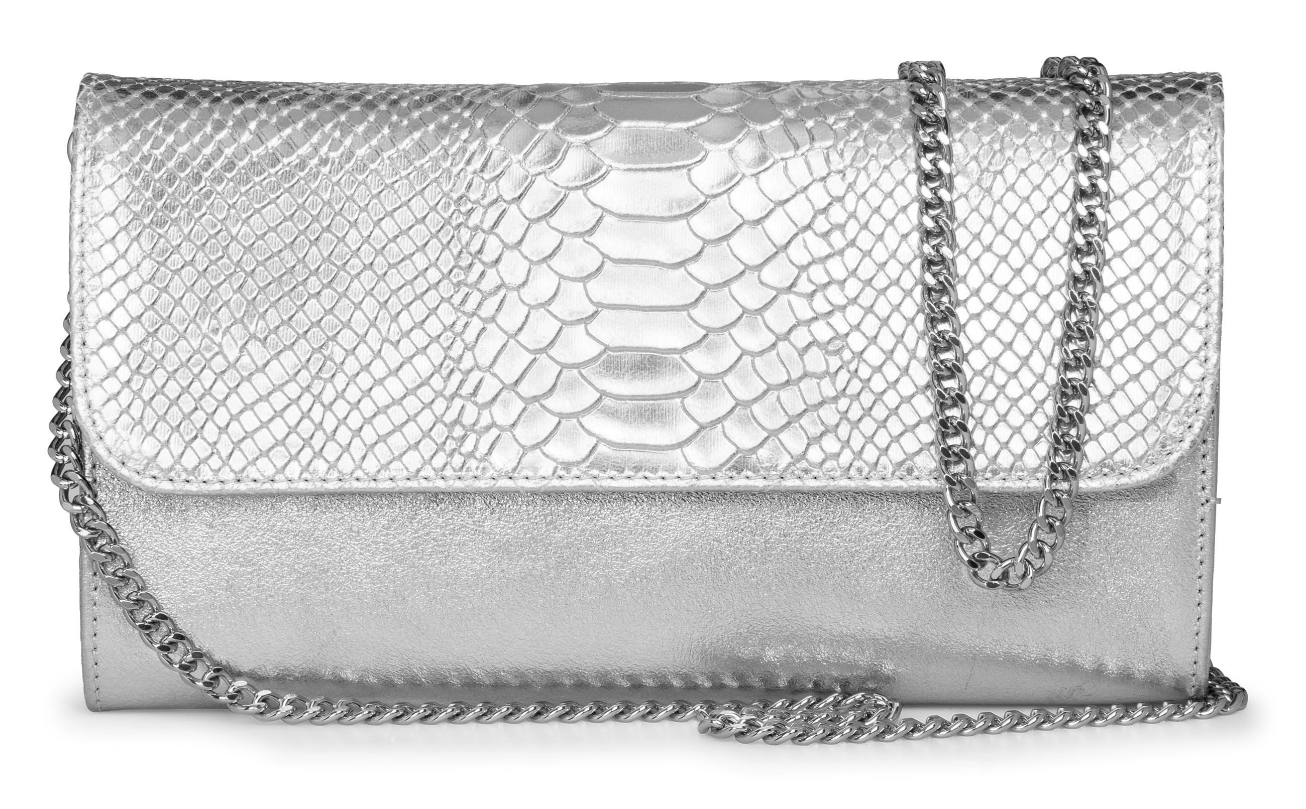 Caspar Clutch TL722 Damen echt Leder Umhängetasche mit Kroko Prägung