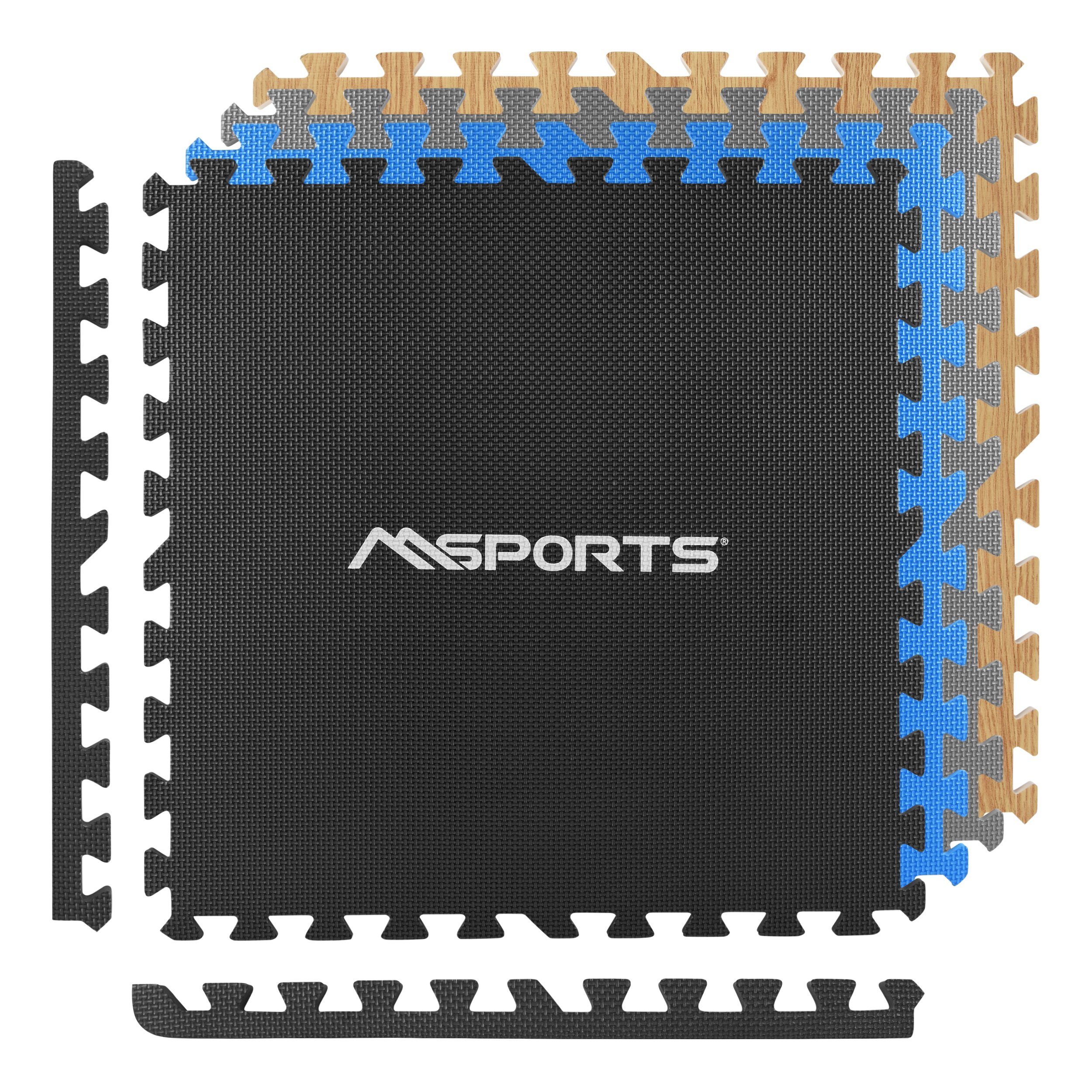 MSports® Bodenmatte Bodenschutzmatten Set - 8 Schutzmatten in verschiedenen Farben (8 Schutzmatten) Schwarz