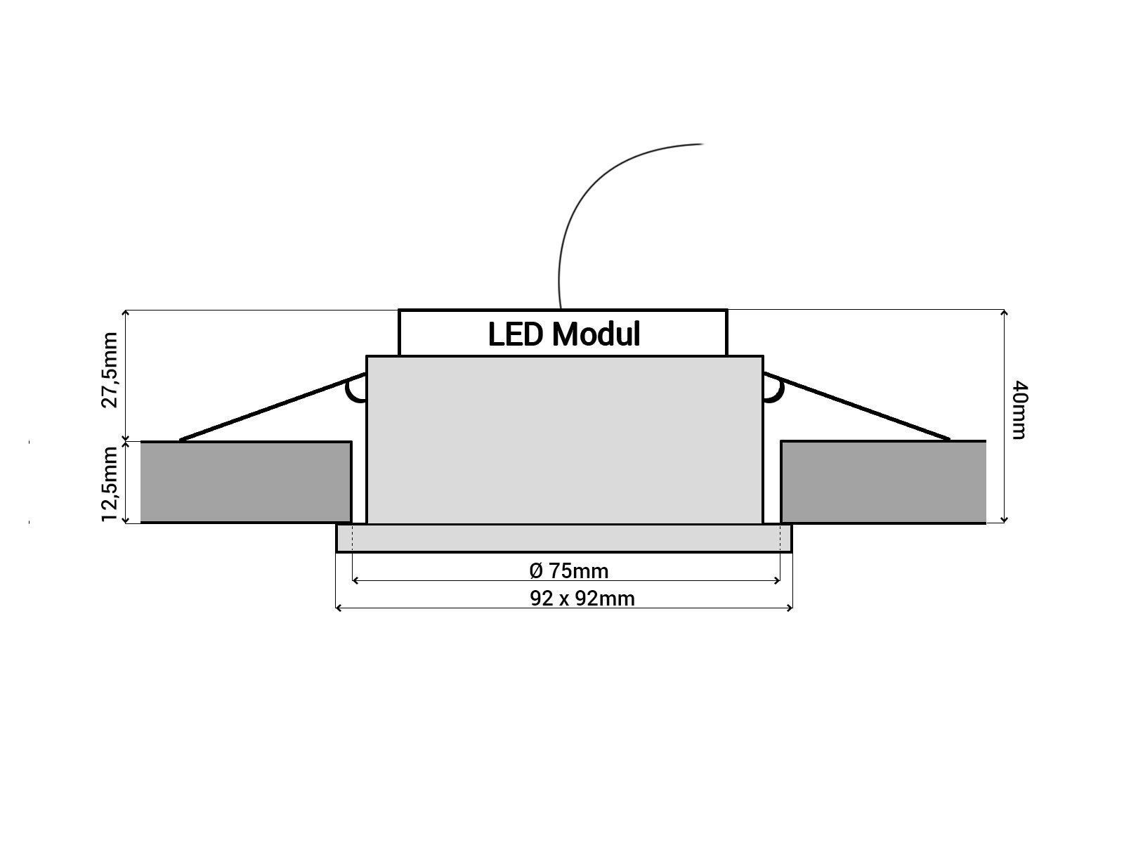 SSC-LUXon LED Einbaustrahler LED-Einbauspot QF-2 schwenkbar schwarz Alu 230V, flach mit Warmweiß LED-Modul