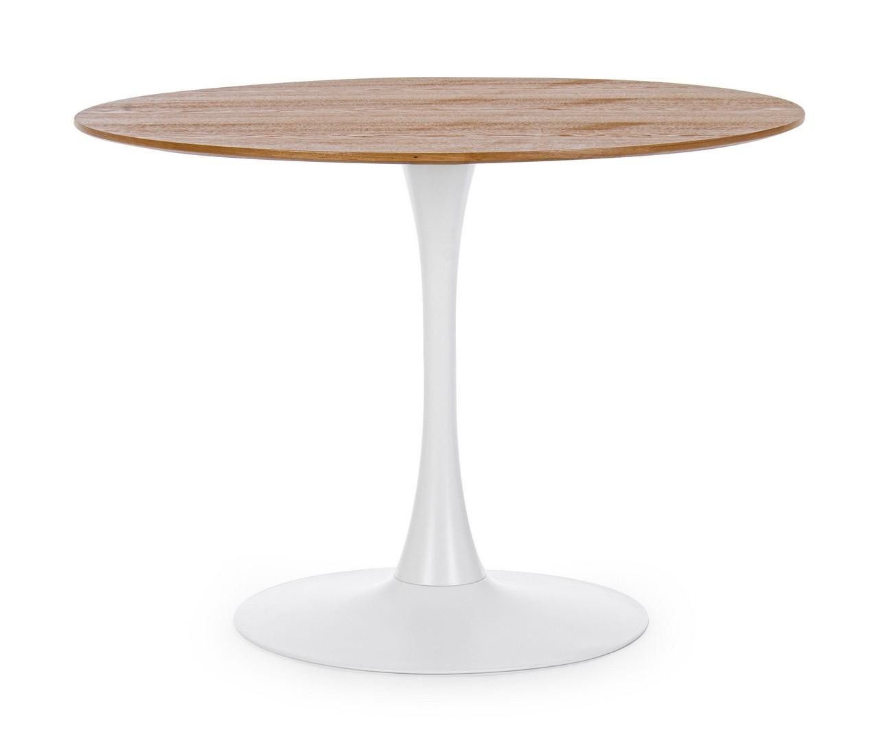 Natur24 Esstisch Bloom Tisch 100 x 100 x 75 cm Stahl MDF Weiß Braun