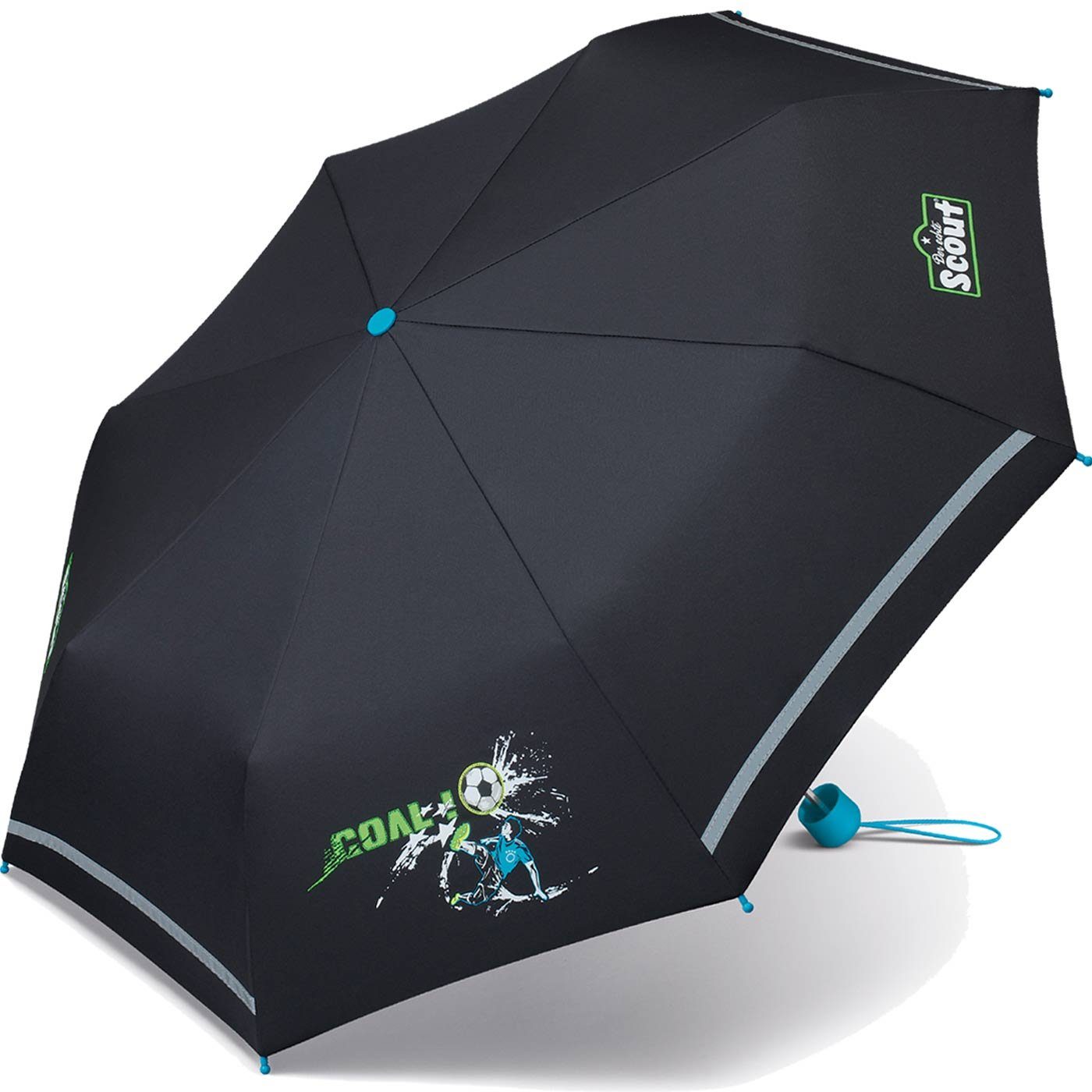 Scout Taschenregenschirm Mini Kinderschirm bedruckt, reflektierend Basic leicht